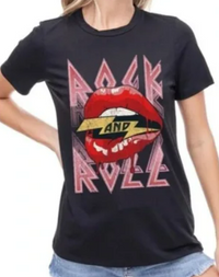 Thumbnail for Black Rock Lips Tee, Short Tee by Prince Peter | LIT Boutique
