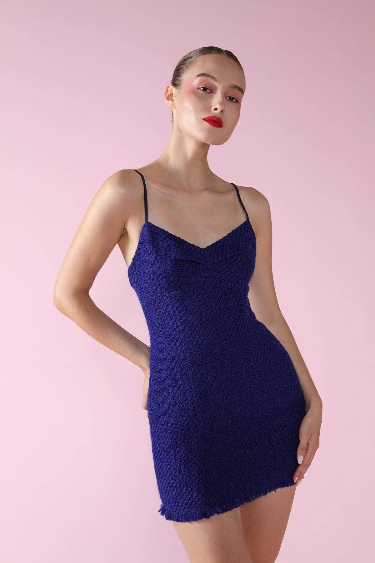 Alana Wool Tweed Mini Dress Royal Blue, Dress by Sau Lee | LIT Boutique