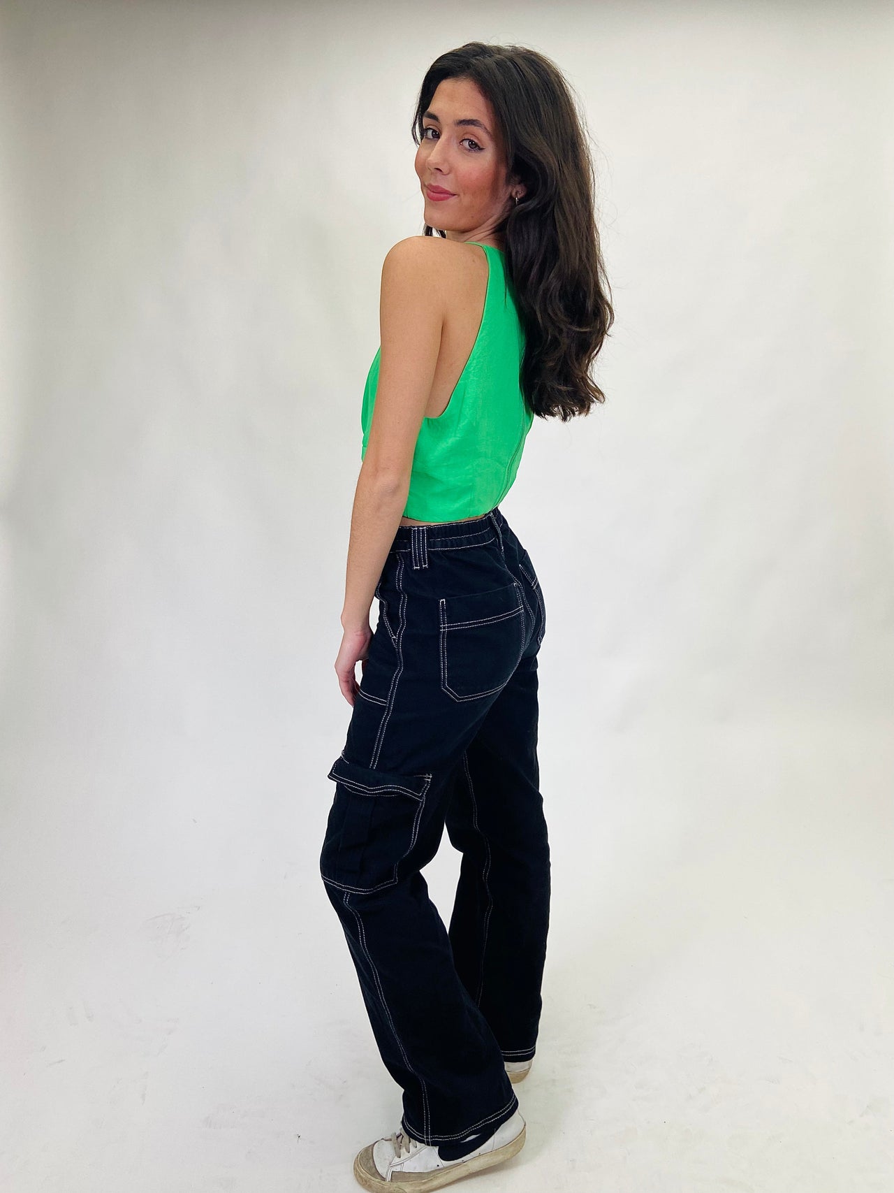 Albany Twist Front Crop Top Green, Tops Blouses by Lush | LIT Boutique