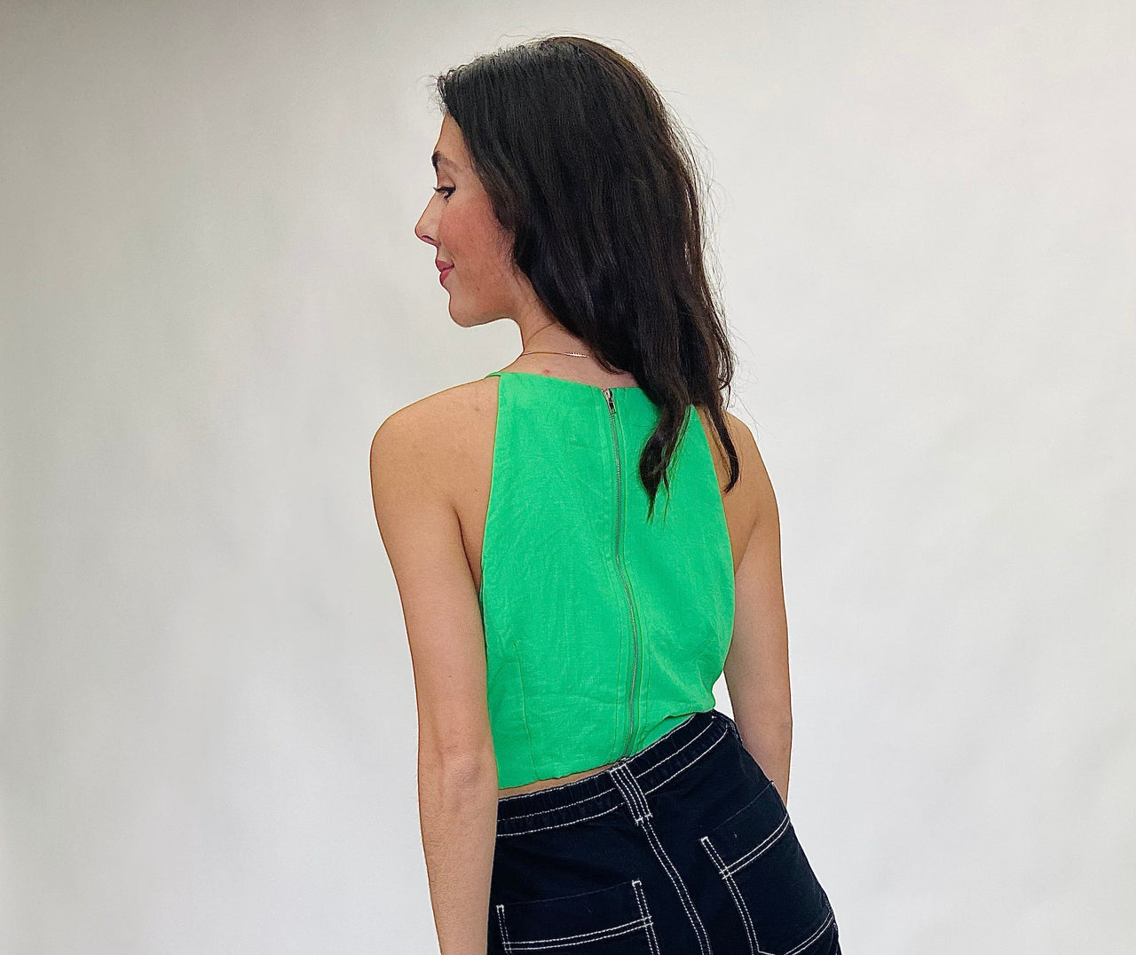 Albany Twist Front Crop Top Green, Tops Blouses by Lush | LIT Boutique