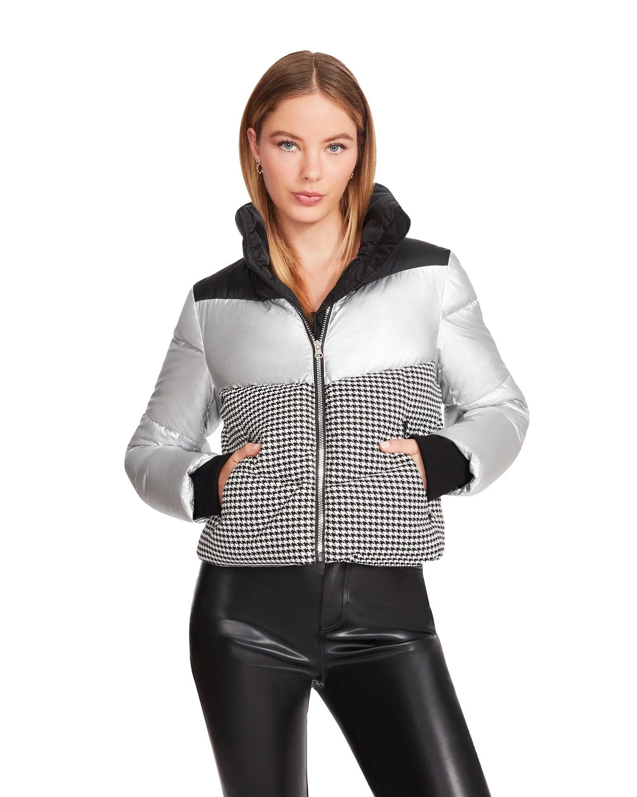 Ariana Reflective Puffer Jacket White, Jacket by BB Dakota | LIT Boutique