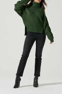 Thumbnail for Ariella Cut Out Turtleneck Sweater Green, Sweater by ASTR | LIT Boutique