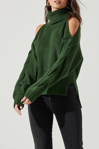 Thumbnail for Ariella Cut Out Turtleneck Sweater Green, Sweater by ASTR | LIT Boutique