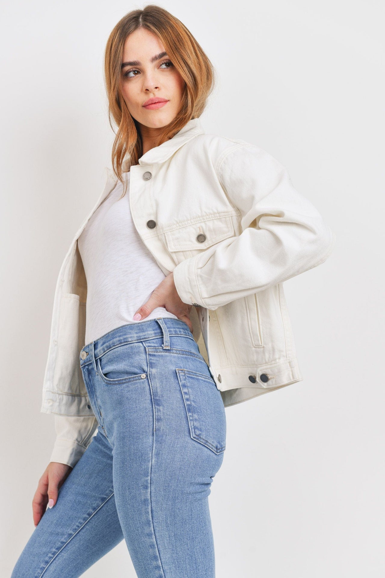 Hampton 90's Fit Denim Jacket Off White | LIT Boutique