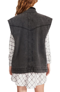 Thumbnail for Aubrey Oversized Denim Vest Black, Jacket by Steve Madden | LIT Boutique