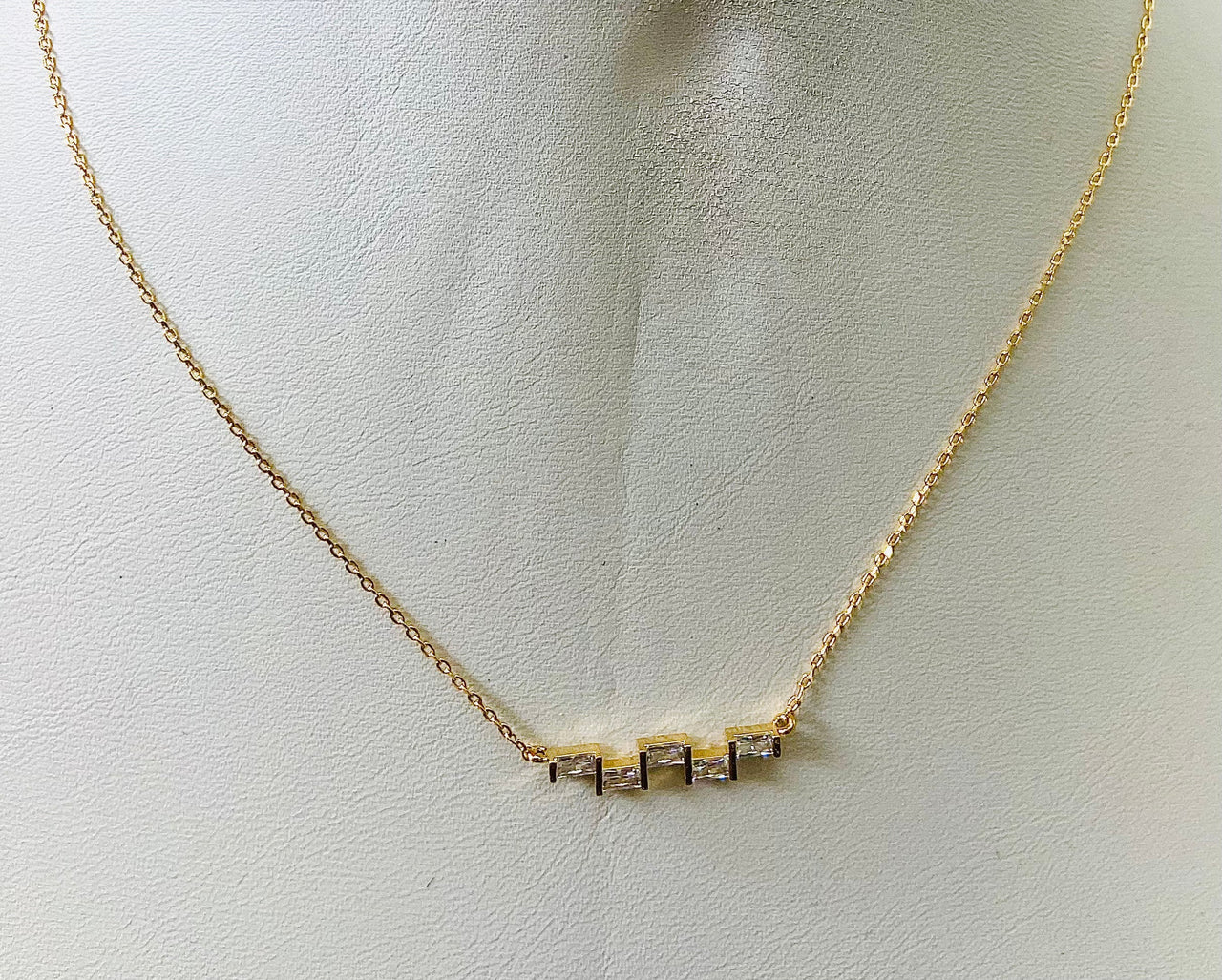 Audrey Baguette Pendant Necklace 14k Gold, Necklace by Secret Box | LIT Boutique