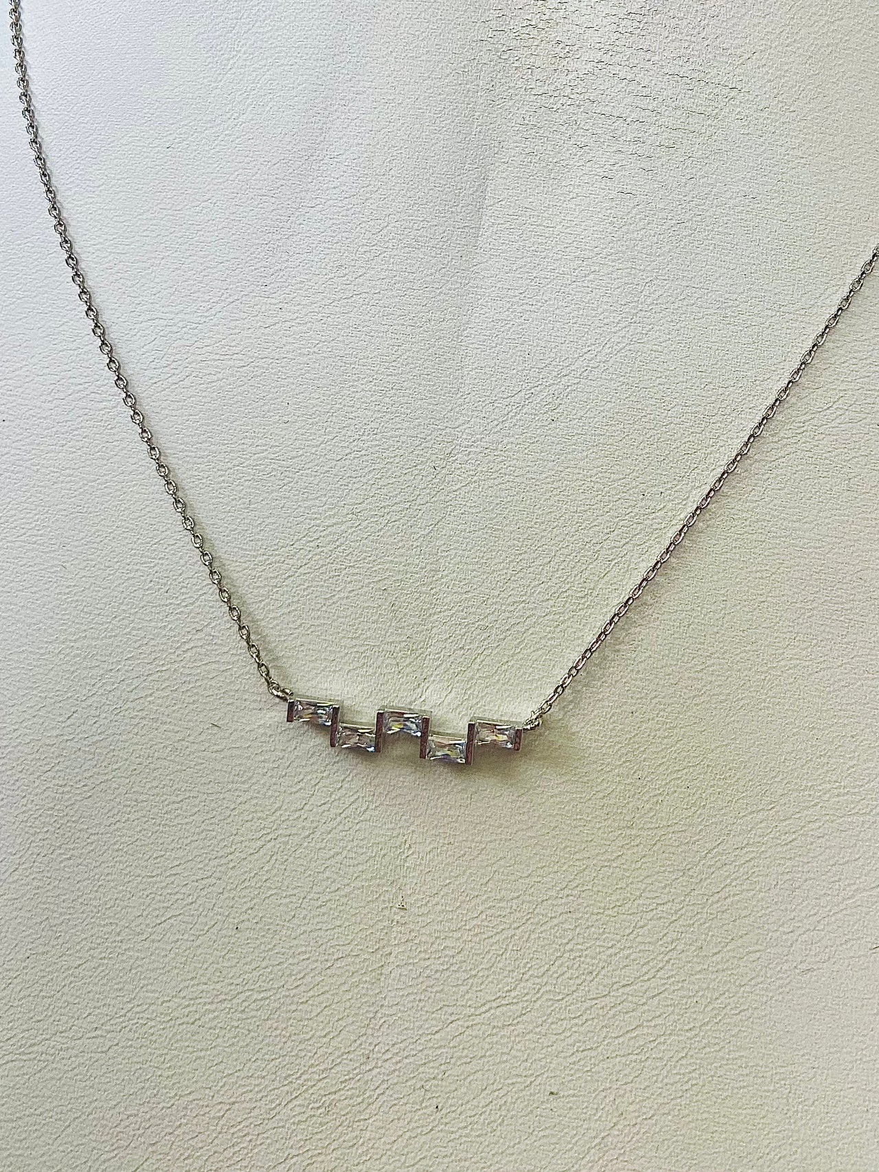 Audrey Baguette Pendant Necklace White Gold, Necklace by Secret Box | LIT Boutique