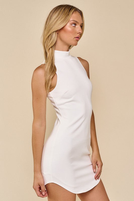 August Mock Neck Dress Off White, Dress by Blue Blush | LIT Boutique