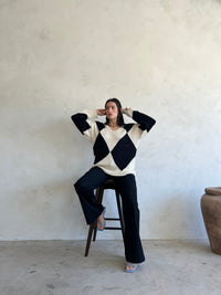 Thumbnail for Avalon V-Neck Sweater White/Black, Sweater by Bailey Rose | LIT Boutique