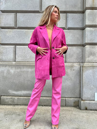 Thumbnail for Axton Suede Lapel Oversized Blazer Hot Pink, Jacket by fate | LIT Boutique