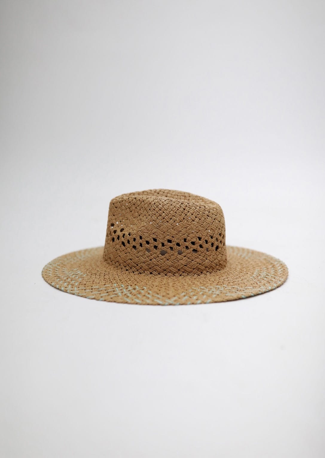 Azure Raffia Rancher Tan/Turquoise, Hat by Lucca | LIT Boutique