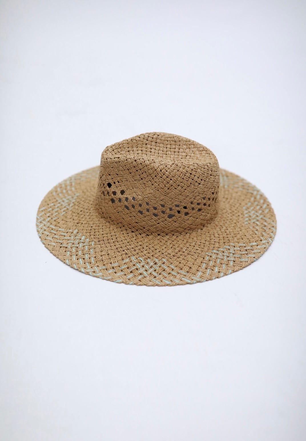 Azure Raffia Rancher Tan/Turquoise, Hat by Lucca | LIT Boutique