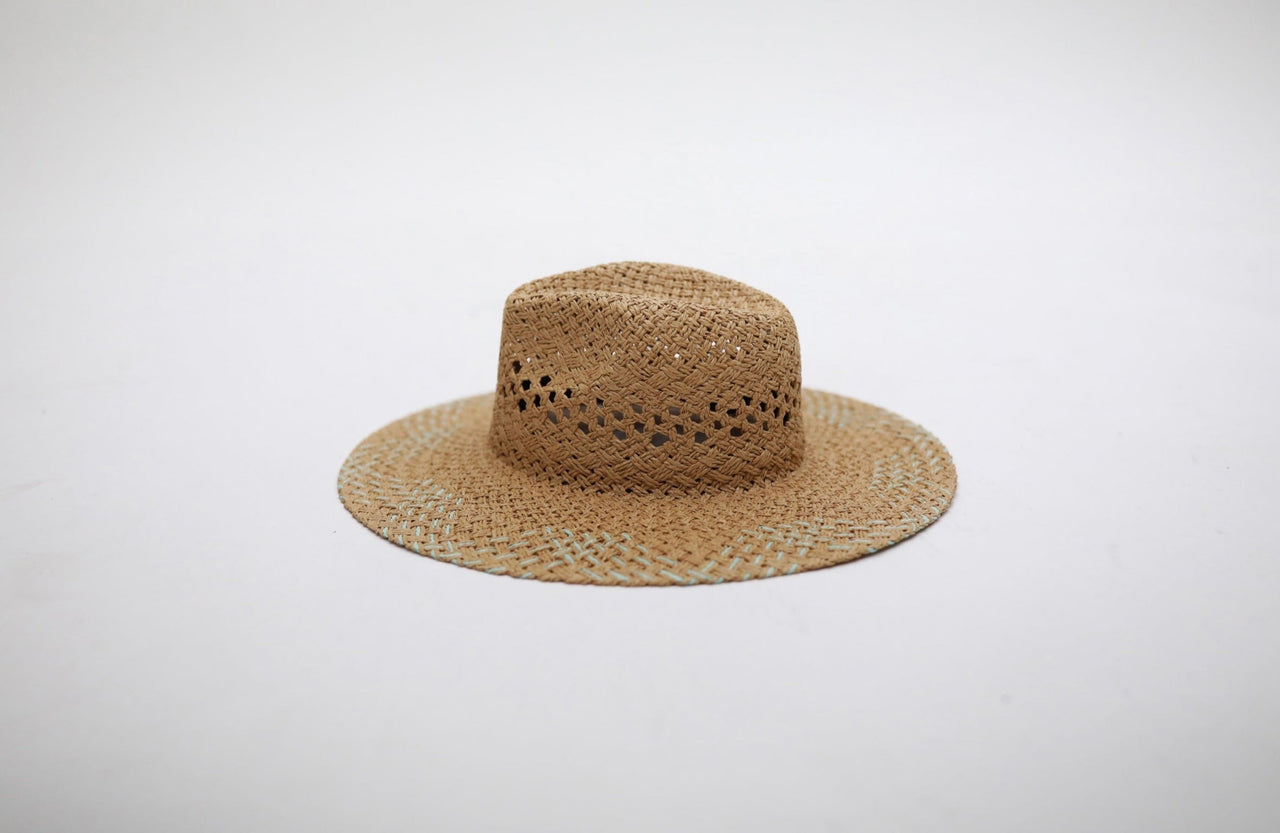 Azure Raffia Rancher Tan/Turquoise, Hat by Lucca | LIT Boutique