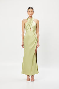 Thumbnail for Bagonia Crossover Halter Maxi Dress Avocado, Dress by Elliatt | LIT Boutique