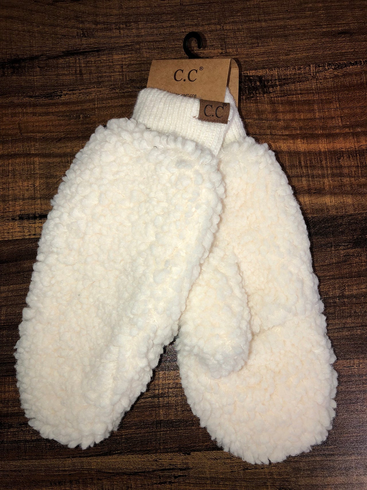 Beckett Faux Fur Mittens Ivory, Accessories by C.C | LIT Boutique