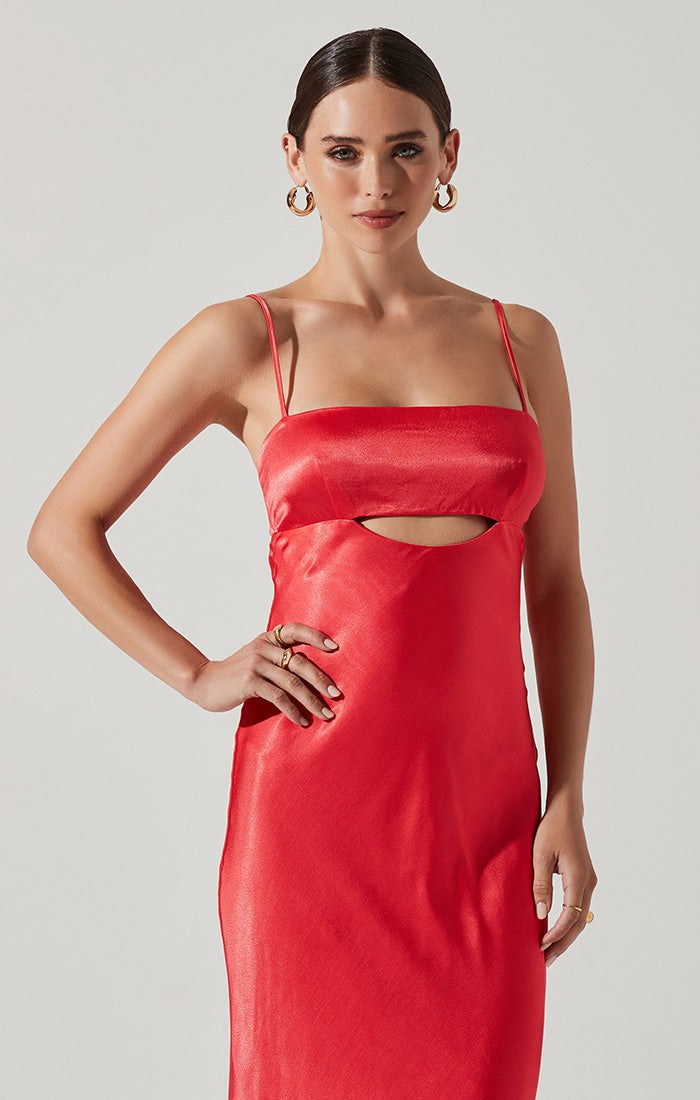 Bellerose Cut Out Midi Dress Coral, Dress by ASTR | LIT Boutique
