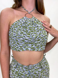 Thumbnail for Benson Halter Crop Top Grey Multi, Tops Blouses by Bailey Rose | LIT Boutique