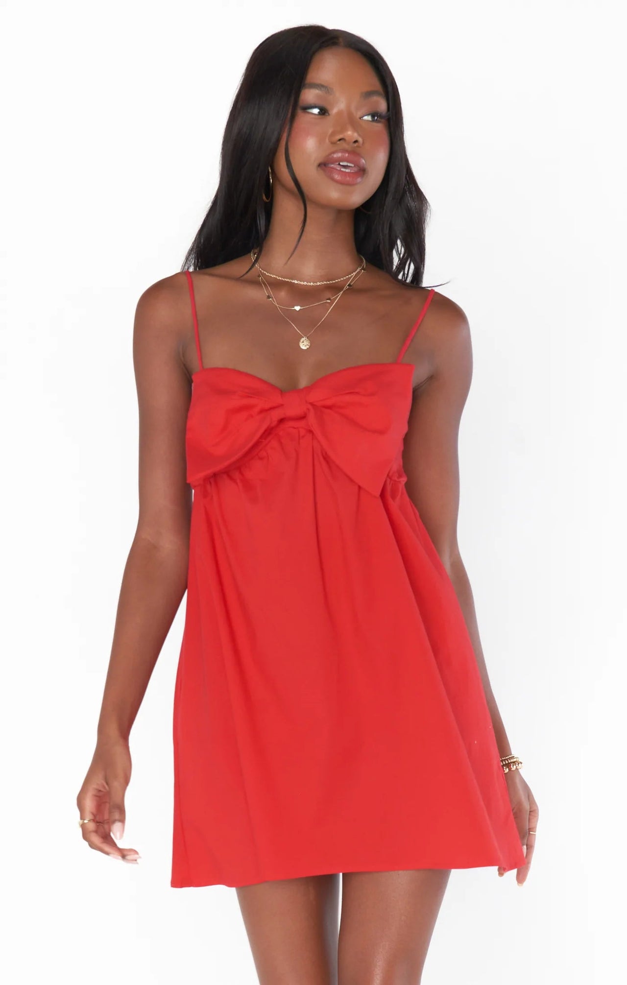 Best Bow Cherry Poplin Mini Dress Red, Dress by Show Me Your Mumu | LIT Boutique