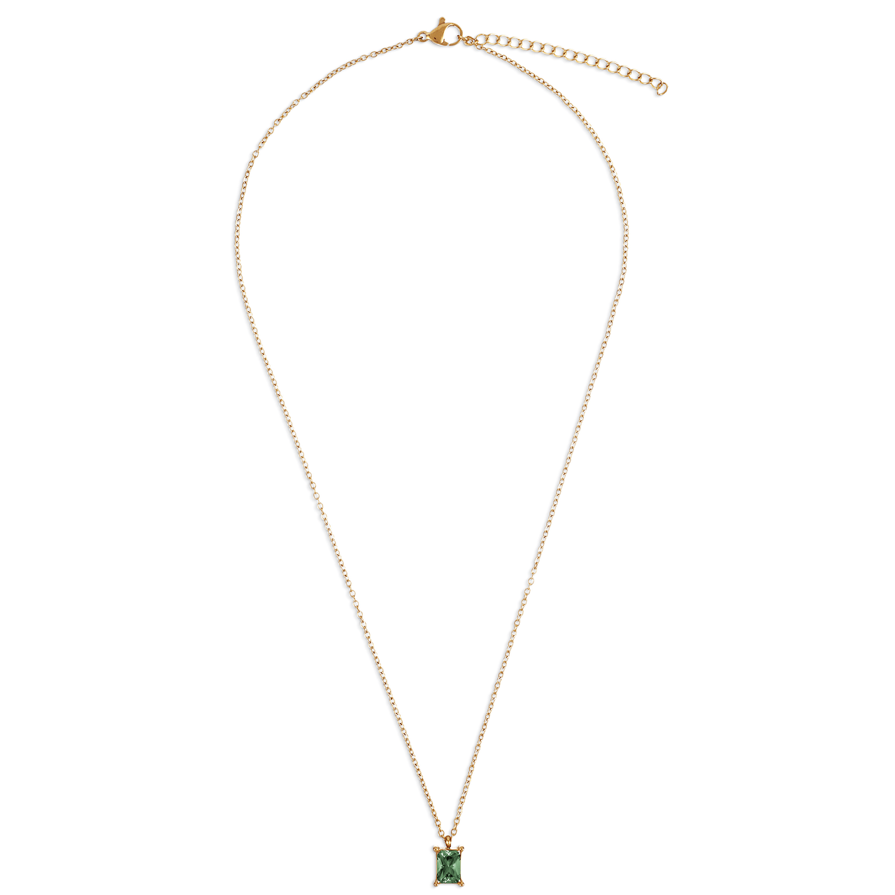 Bethany Baguette Emerald Pendant Necklace Gold, Necklace by Ellie Vail | LIT Boutique