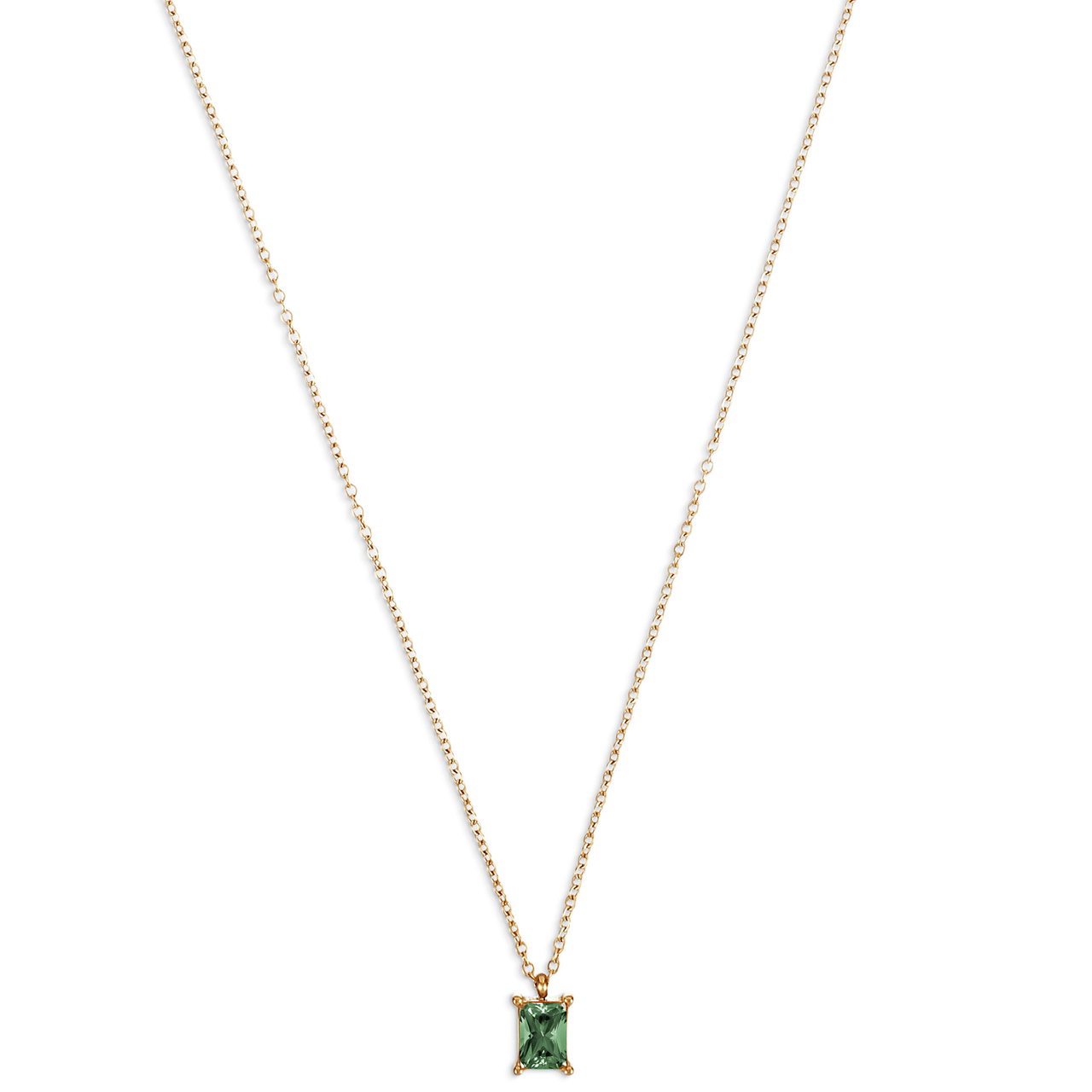 Bethany Baguette Emerald Pendant Necklace Gold, Necklace by Ellie Vail | LIT Boutique