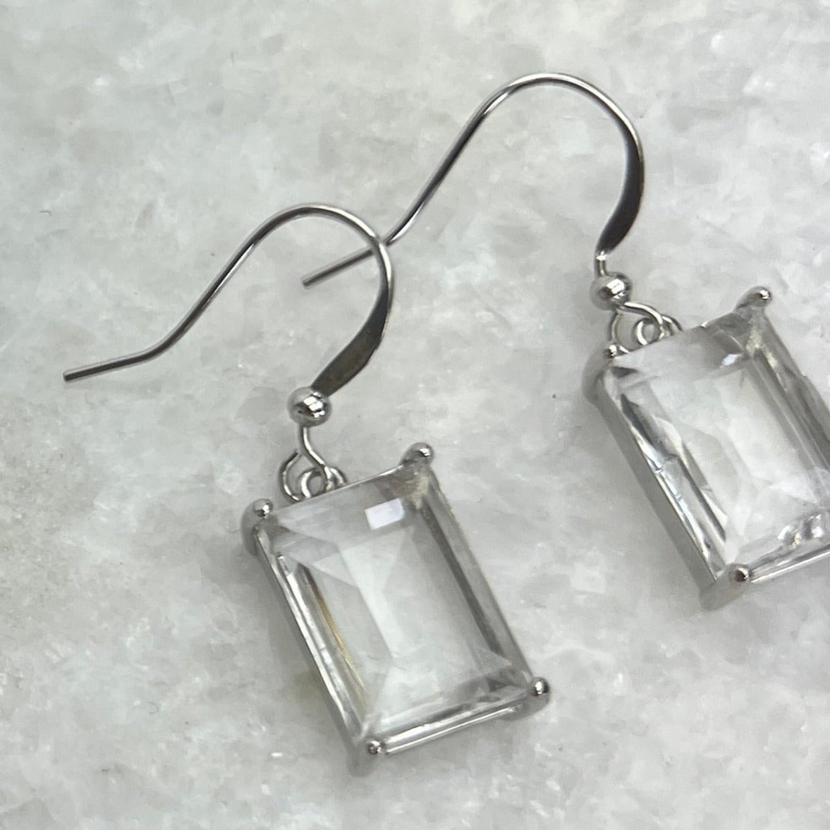 Bex Diamond Baguette Drop 24k White Gold, Earring by SecretBox | LIT Boutique