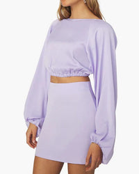 Thumbnail for Billow Sleeve Top Heather Purple, Tops Blouses by We Wore What | LIT Boutique