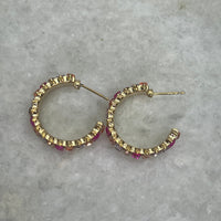 Thumbnail for Bishop Rainbow Baguette Hoops Pink Multi/14k Gold, Earring by SecretBox | LIT Boutique