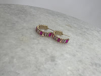 Thumbnail for Bishop Rainbow Baguette Hoops Pink Multi/14k Gold, Earring by SecretBox | LIT Boutique