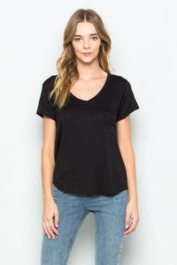 Thumbnail for Black V Neck Pocket Tee, Tops by Wasabi and Mint | LIT Boutique