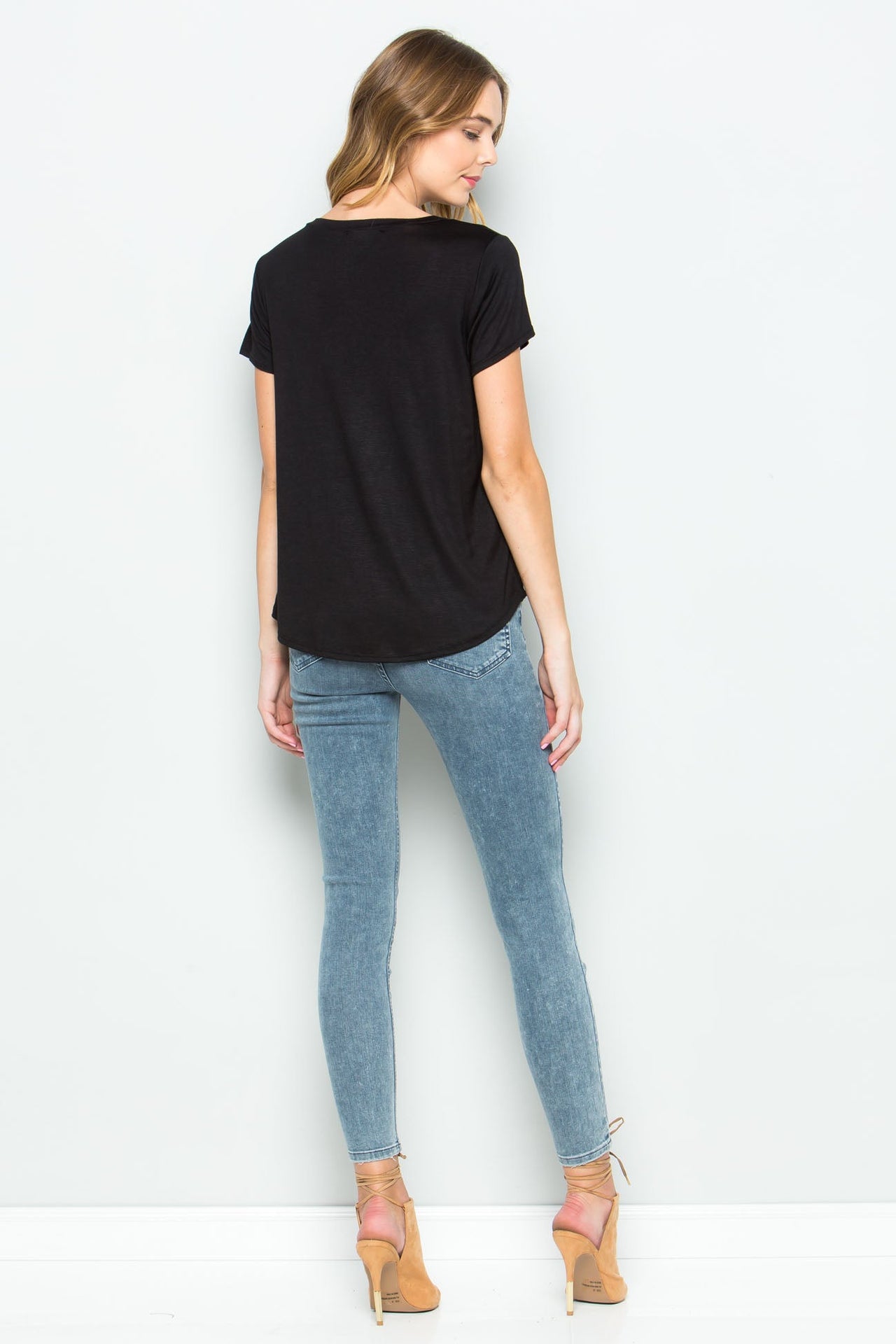 Black V Neck Pocket Tee, Tops by Wasabi and Mint | LIT Boutique