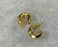 Thumbnail for Blakely Hammered Pipe Hoop Earrings Gold, Earrings by Secret Box | LIT Boutique