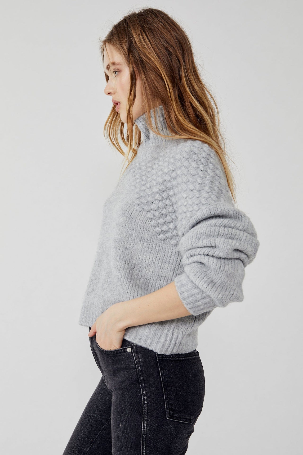 Bradley Turtleneck Pullover Sweater Heather Grey, Sweater by Free People | LIT Boutique