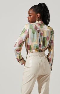 Thumbnail for Camden Geo Top Green Multi, Tops Blouses by ASTR | LIT Boutique