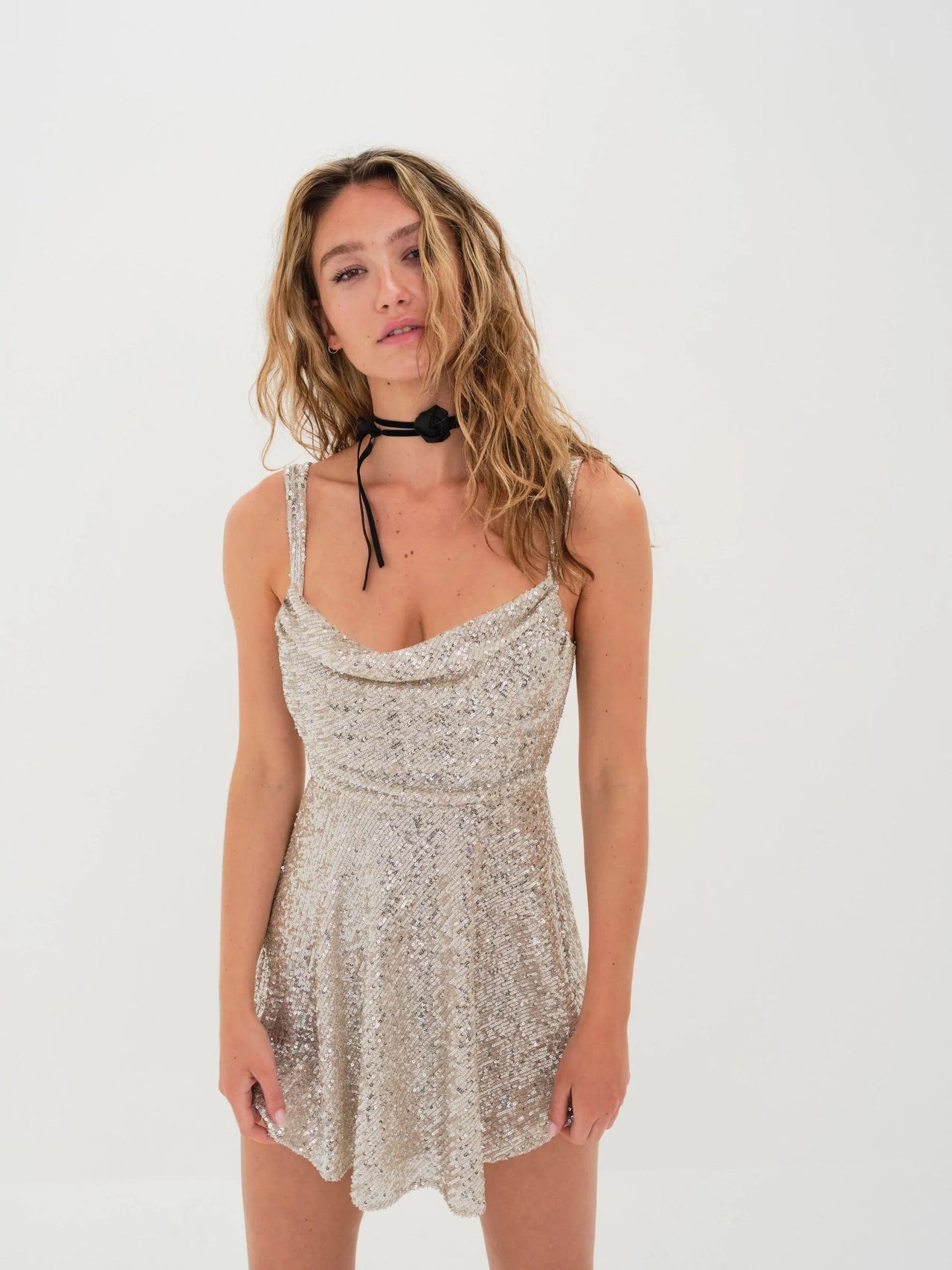 Candice Sequin Mini Dress Silver, Dress by For Love & Lemons | LIT Boutique