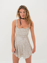 Thumbnail for Candice Sequin Mini Dress Silver, Dress by For Love & Lemons | LIT Boutique