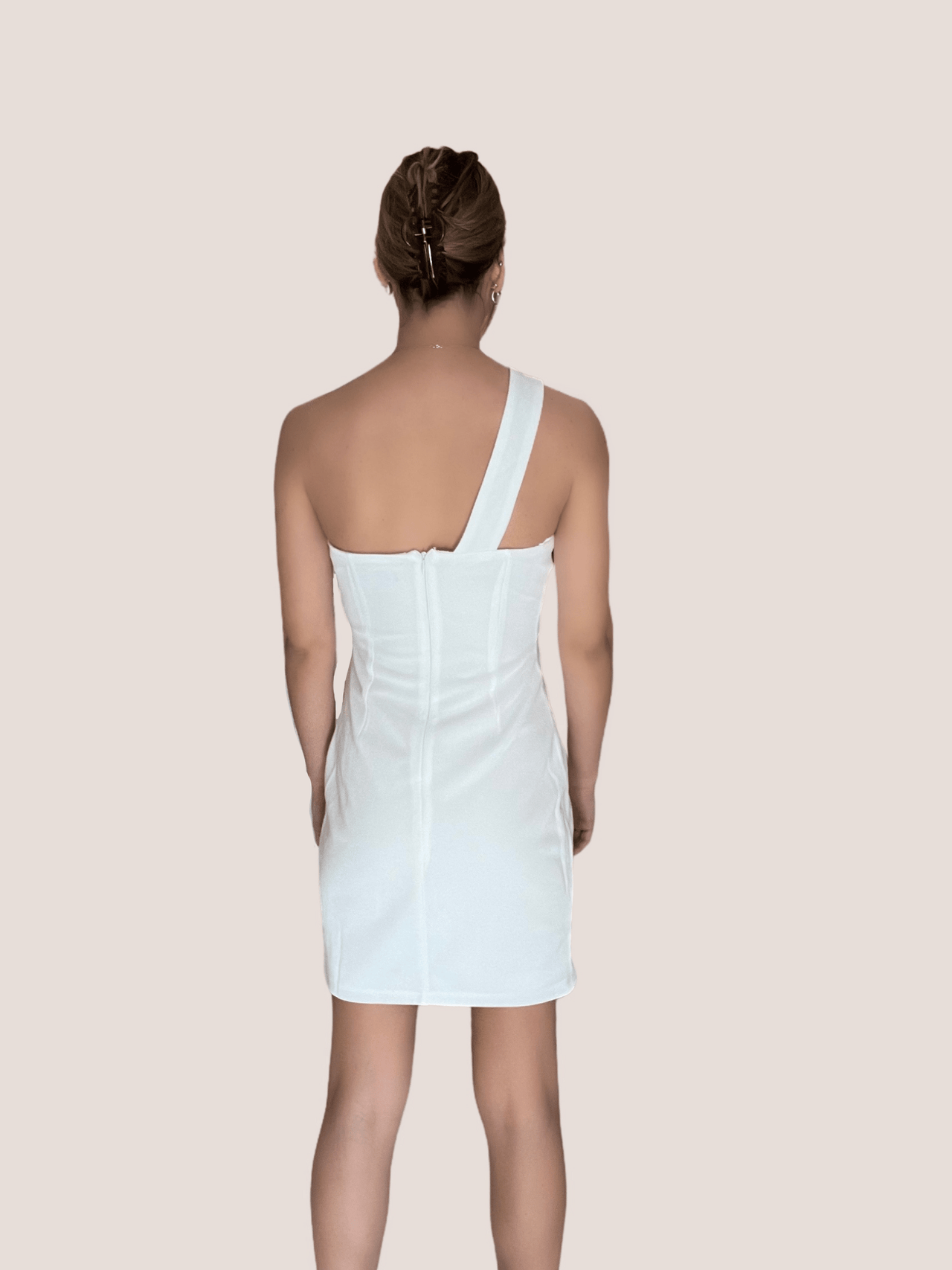 Caoihme One Shoulder Mini Dress Off White, Dress by Blue Blush | LIT Boutique