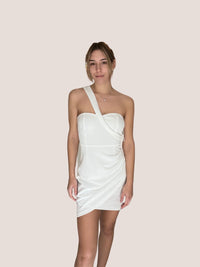 Thumbnail for Caoihme One Shoulder Mini Dress Off White, Dress by Blue Blush | LIT Boutique