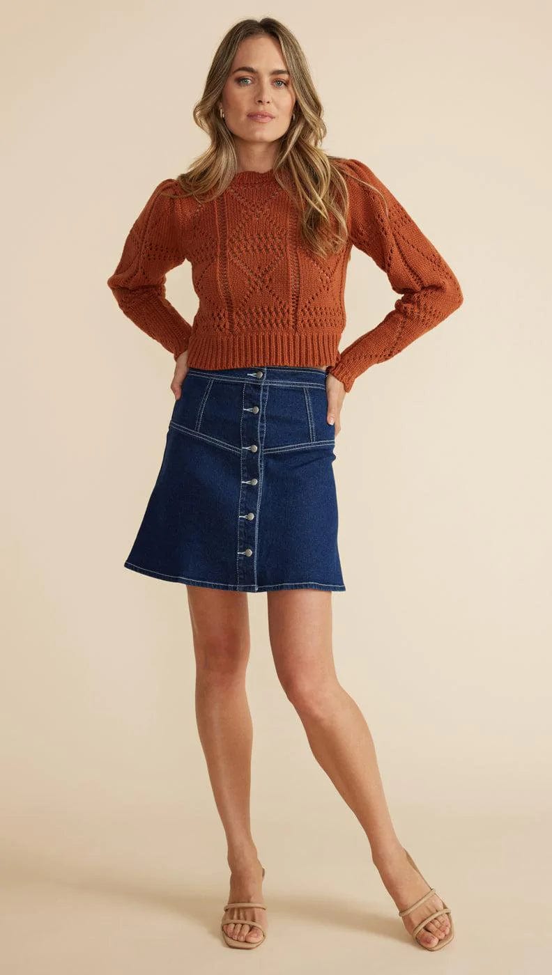 Cara Crochet Jumper Ginger, Sweater by Mink Pink | LIT Boutique