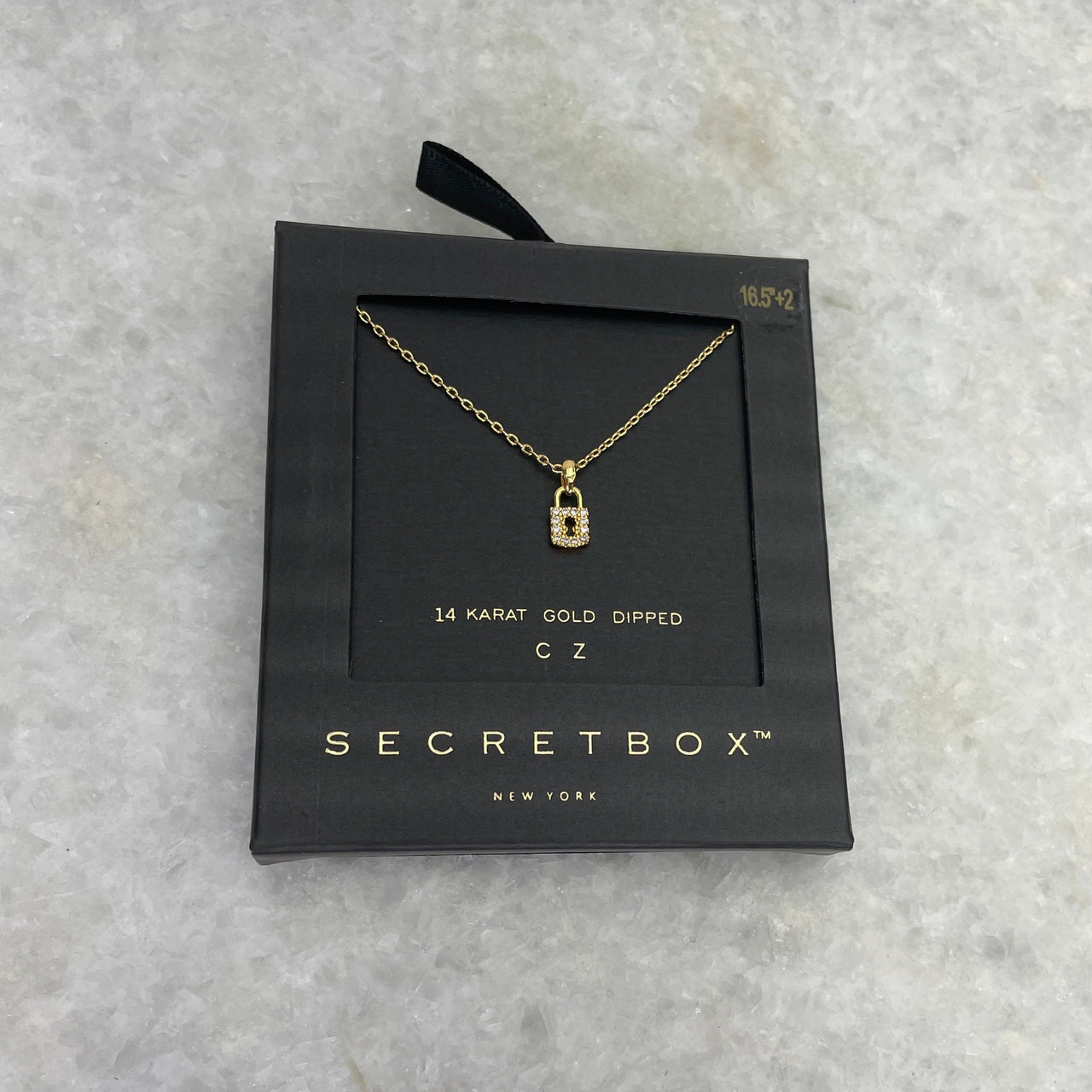 Carter Diamond Lock Necklace 14k Gold, Necklace by SecretBox | LIT Boutique