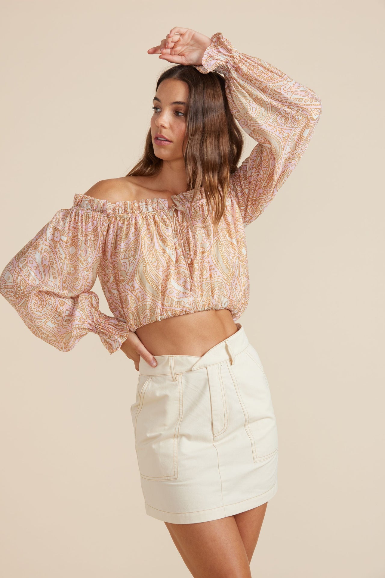 Catalina Crop Blouse Multi, Tops Blouses by Mink Pink | LIT Boutique