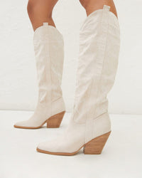 Thumbnail for Celara Embellished Suede Cowboy Boot Cream, Shoes by Billini Shoes | LIT Boutique