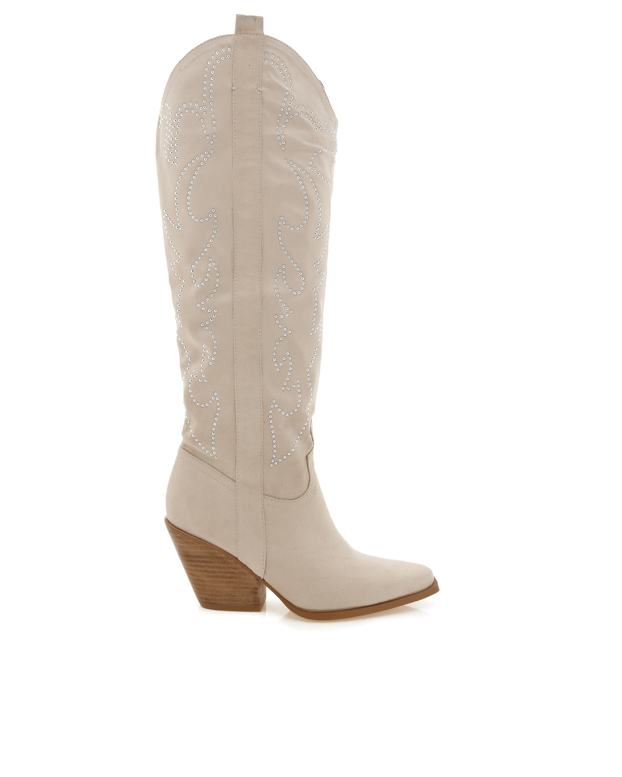 Celara Embellished Suede Cowboy Boot Cream, Shoes by Billini Shoes | LIT Boutique
