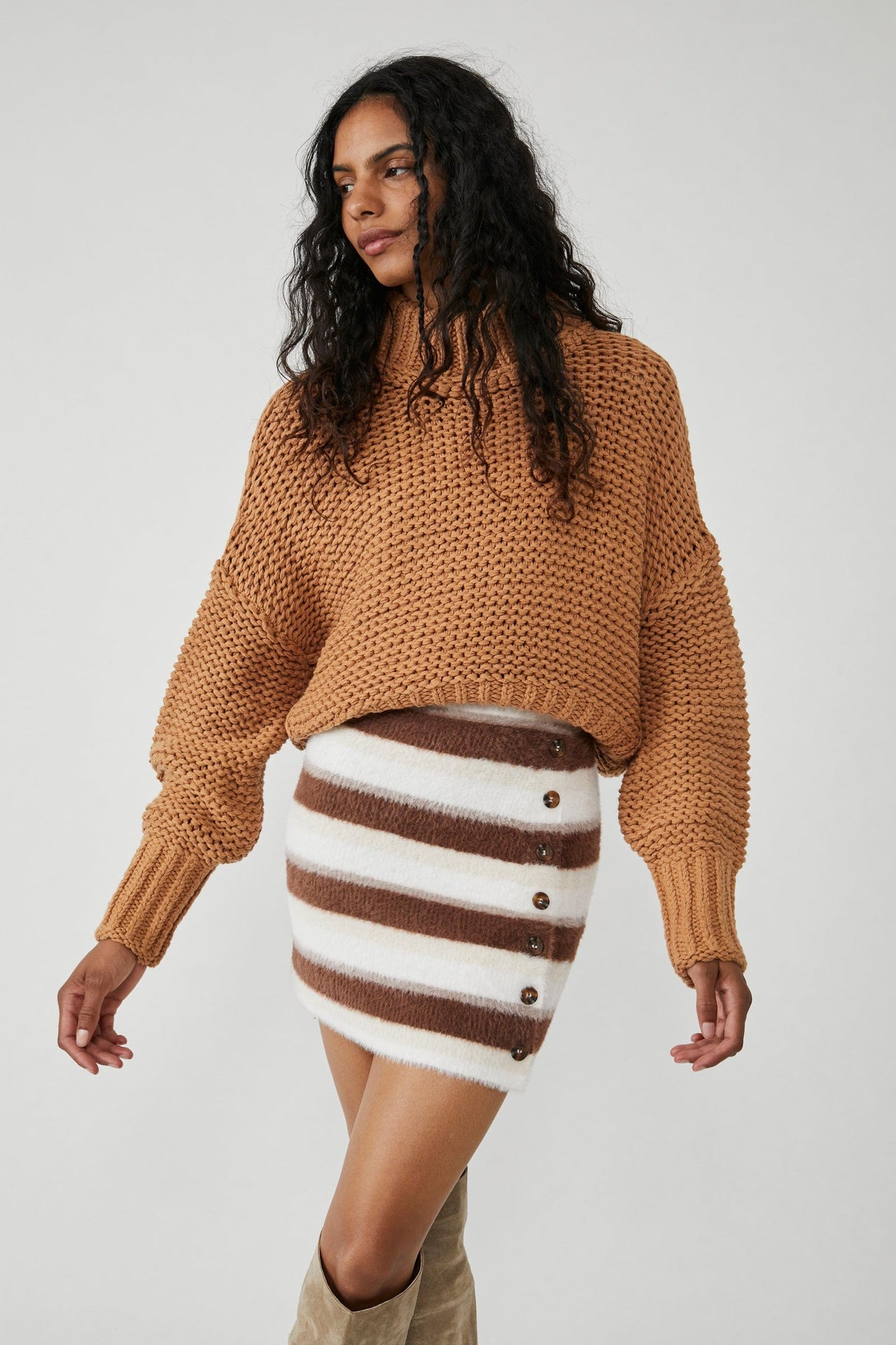 Ciara Sweater Mini Skirt Cashmere Combo, Skirt by Free People | LIT Boutique