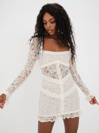 Thumbnail for Cleo Mini Dress Ivory, Dress by For Love & Lemons | LIT Boutique