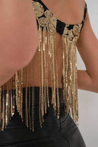Thumbnail for Collette Crop Top Gold, Tops by For Love & Lemons | LIT Boutique
