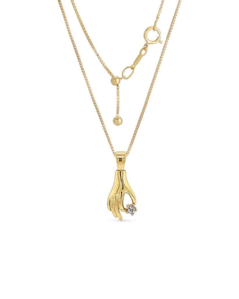 Constance Victorian Gold Hand Charm Necklace, Necklaces by Jurate | LIT Boutique