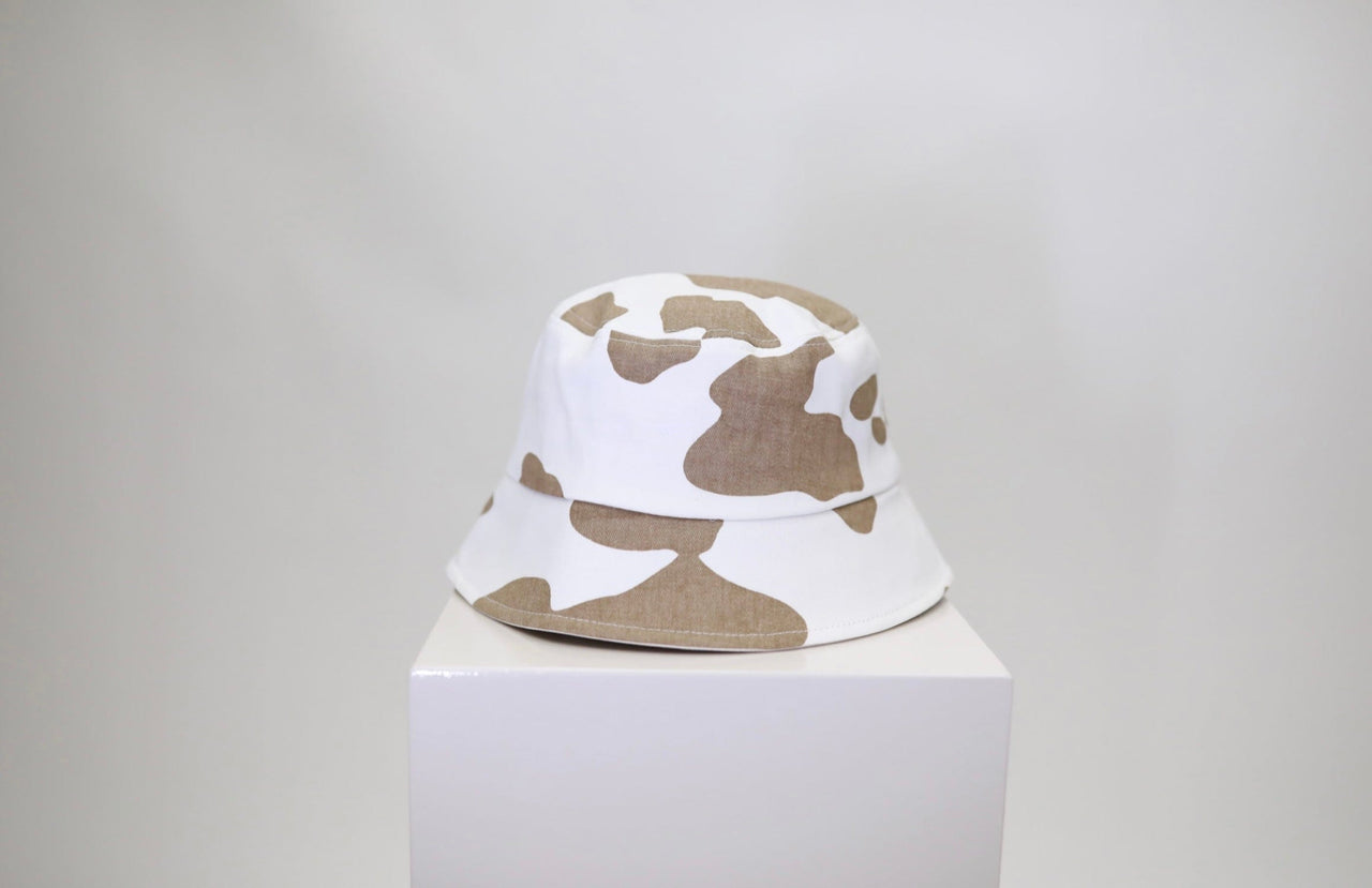 Cow Print Bucket Hat Beige, Hat by Lucca | LIT Boutique