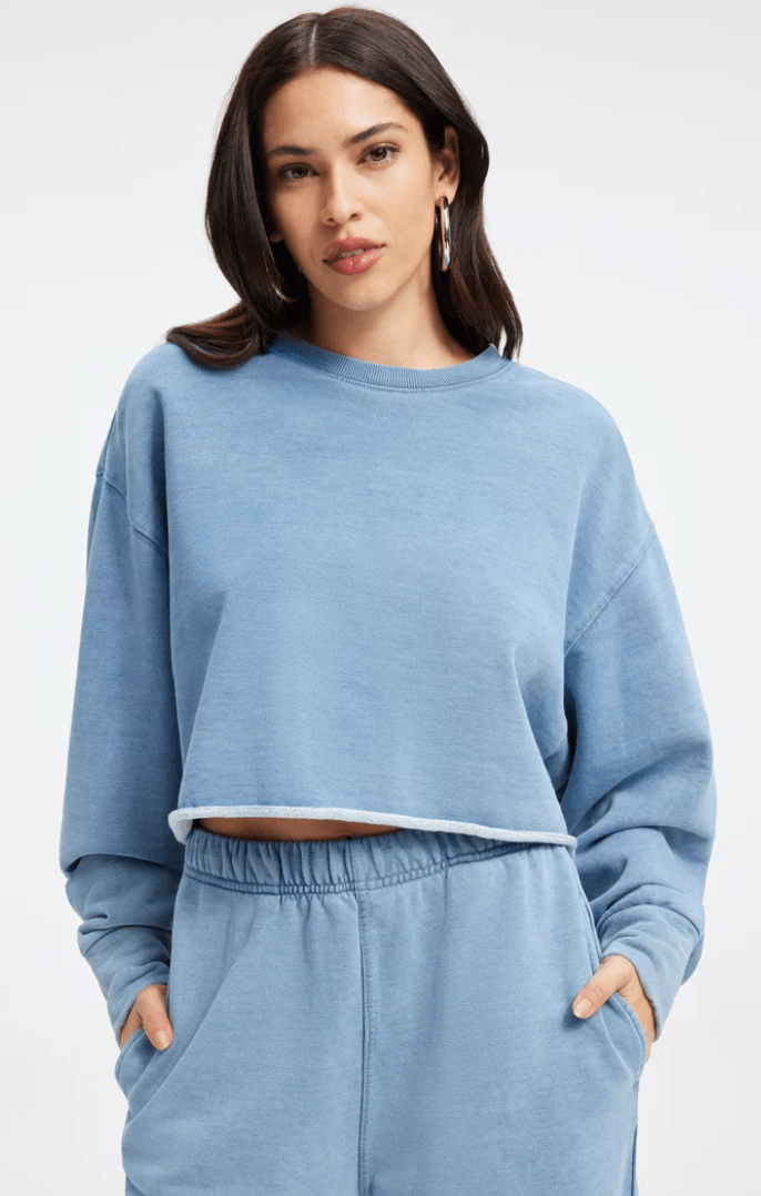 Cropped Indigo Sweatshirt, Sweater by Good American | LIT Boutique