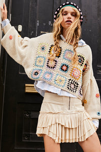 Thumbnail for Dahlia Crochet Pullover Pearl Combo, Sweater by Free People | LIT Boutique