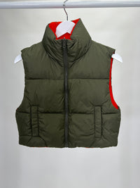Thumbnail for Daisy Contrast Puffer Vest Olive, Jacket by BB Dakota | LIT Boutique